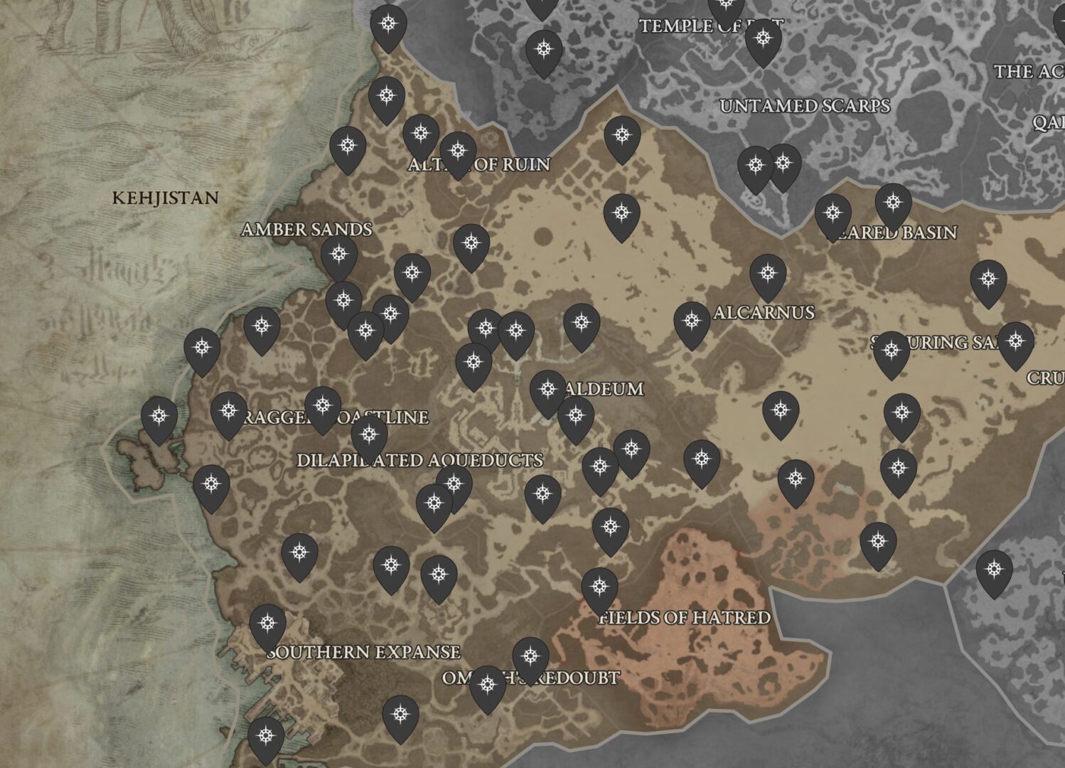 Diablo IV - Guide de zone "Kehjistan" : 100% de renommée, Autels de Lilith, Quêtes, Donjons, World Boss...