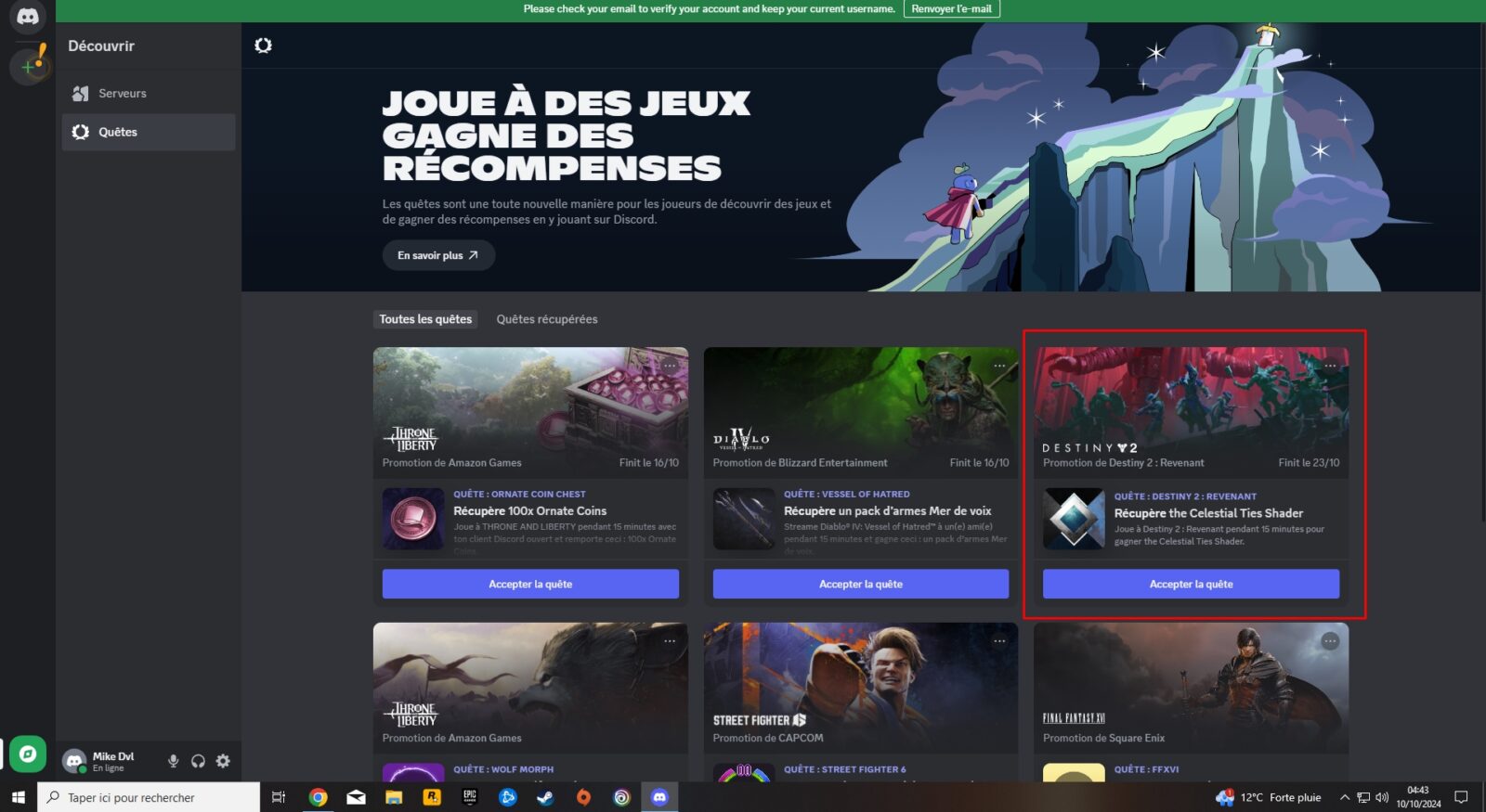 Destiny 2 x Discord : Obtenez le revêtement Liens Célestes en réalisant une quête